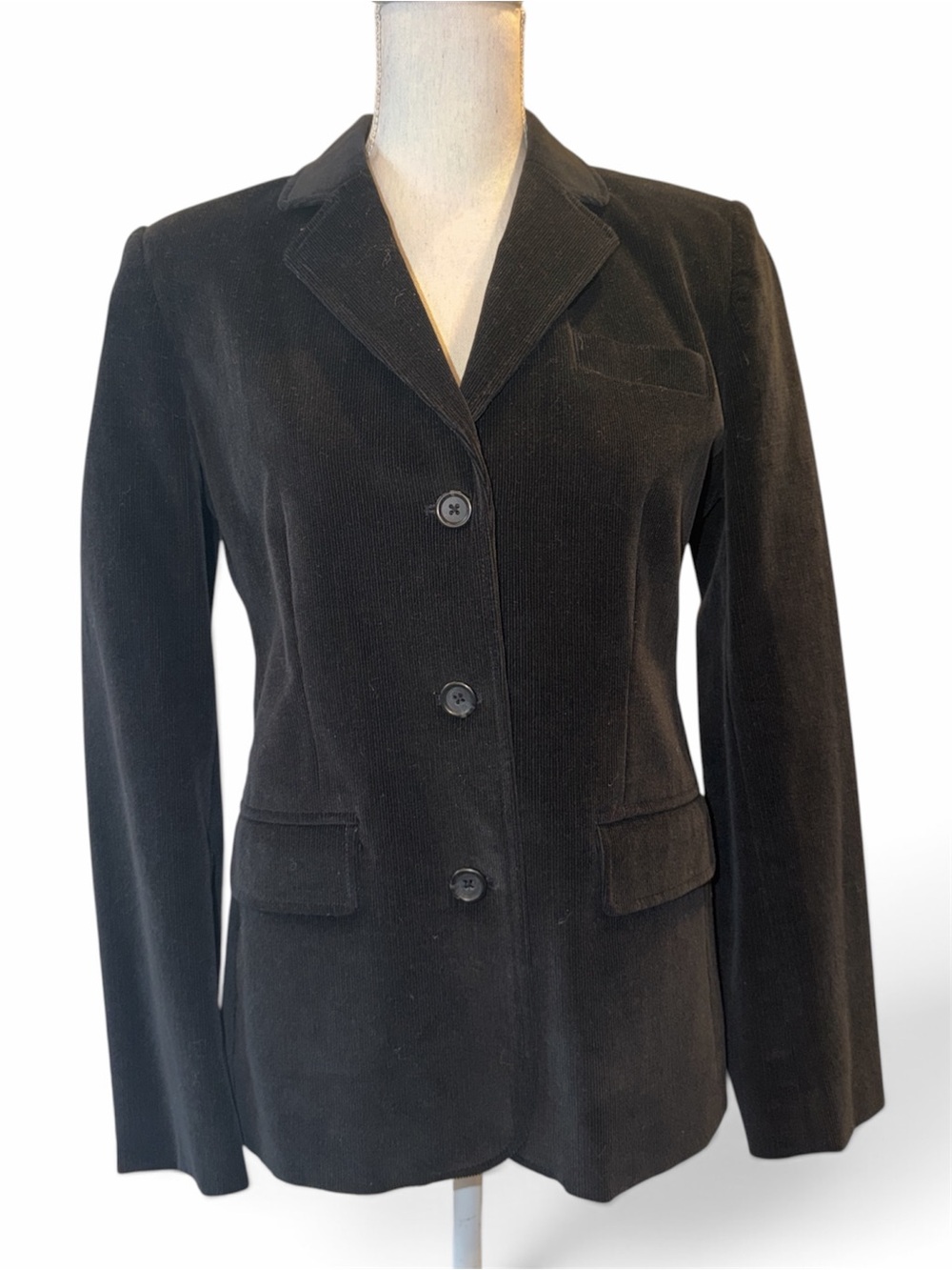 Rafaella Black Corduroy Three-Button Women's Blazer